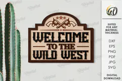 Wild West Sign Laser Cut. Wooden Westen Wall Art SVG Product Image 1