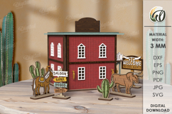 Wild West Town Laser Cut. Home decor SVG Product Image 2