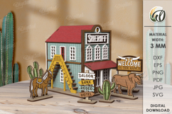 Wild West Town Laser Cut. Home decor SVG Product Image 2