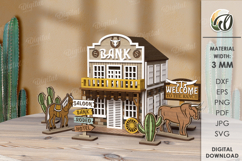 Wild West Town Laser Cut. Home decor SVG Product Image 1