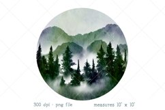 Round Wilderness Png | Mountains and Trees Sublimation Design