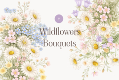 Watercolor Wildflowers Bouquets Frames: Delicate Floral Product Image 1