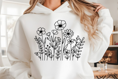 Flower Svg, Flower Meadow, Wildflower Svg, flower line Art. Product Image 2
