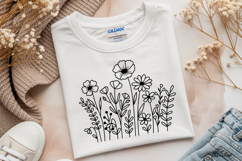 Flower Svg, Flower Meadow, Wildflower Svg, flower line Art. Product Image 3