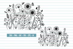 Flower Svg, Wildflower, Flower Meadow Svg, Flower Line Art. Product Image 1