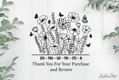 Flower Svg, Flower Meadow, Wildflower Svg, flower line Art. Product Image 11