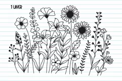Flower Svg, Wildflower, Flower Meadow Svg, Flower Line Art. Product Image 3