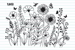 Flower Svg, Wildflower, Flower Meadow Svg, Flower Line Art. Product Image 2
