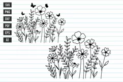 Flower Svg, Wildflower, Flower Meadow Svg, Flower Line Art Product Image 1