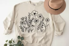 Flower Svg, Wildflower, Flower Meadow Svg, Flower Line Art Product Image 3
