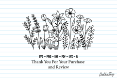 Flower Svg, Flower Meadow, Wildflower Svg, flower line Art. Product Image 9