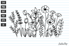 Flower Svg, Flower Meadow, Wildflower Svg, flower line Art. Product Image 1