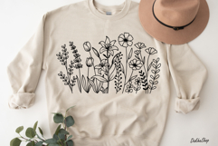 Flower Svg, Flower Meadow, Wildflower Svg, flower line Art. Product Image 2