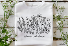 Flower Svg, Flower Meadow, Wildflower Svg, flower line Art. Product Image 4