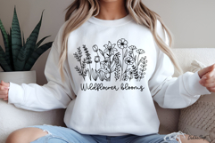 Flower Svg, Flower Meadow, Wildflower Svg, flower line Art. Product Image 5