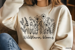 Flower Svg, Flower Meadow, Wildflower Svg, flower line Art. Product Image 3