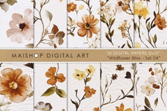 Earthy Floral Watercolor Seamless Digital Papers Product Image 1