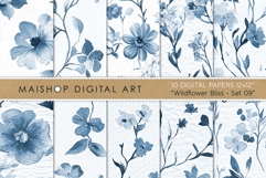 Serene Blue Wildflower Watercolor Seamless Prints Product Image 1