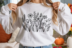 Flower Svg, Flower Meadow, Wildflower Svg, flower line Art. Product Image 9