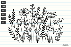 Flower Svg, Flower Meadow, Wildflower Svg, flower line Art. Product Image 1