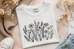 Flower Svg, Flower Meadow, Wildflower Svg, flower line Art. Product Image 2