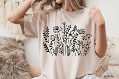 Flower Svg, Flower Meadow, Wildflower Svg, flower line Art. Product Image 7