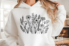 Flower Svg, Flower Meadow, Wildflower Svg, flower line Art. Product Image 4