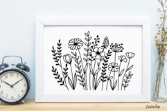 Flower Svg, Flower Meadow, Wildflower Svg, flower line Art. Product Image 5