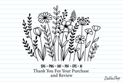 Flower Svg, Flower Meadow, Wildflower Svg, flower line Art. Product Image 10