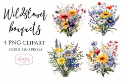 Wildflower bouquet clipart PNG | Spring sublimation PNG Product Image 1