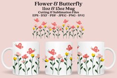 wildflower butterfly coffee mug sublimation wrap glass mug wrap svg presized for 11oz and 15oz glass ready to cut and sublimation files
