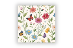 wildflower butterfly pattern, seamless collage design, garden bloom print, floral butterfly background, nature design digital, meadow flower texture, winged petal wallpaper, colorful flora paper, spring garden pattern, flying bloom design, botanical mix s