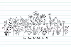 Wildflower Svg, Flower Meadow Svg, Flower Line Art. Product Image 1