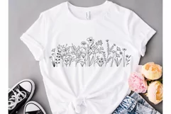 Wildflower Svg, Flower Meadow Svg, Flower Line Art. Product Image 3