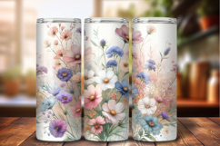 Wildfower Tumbler Wrap PNG, 20oz Floral Sublimation Design Product Image 1