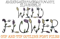 Wildflower Font Floral Flowers Harvest ABC OTF Type by Squeeb Creative