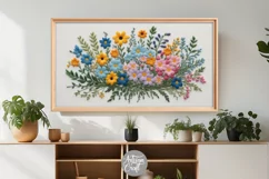 Wildflower embroidery Frame TV art, embroidered wildflower Product Image 1