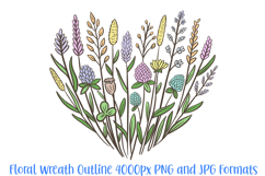 Wildflower Heart Flower Graphic Colour Floral Wreath Clipart PNG