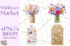 Charming Wildflower Market Floral Clipart PNG Product Image 1