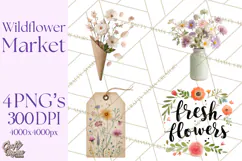 Charming Wildflower Market Floral Clipart PNG Product Image 1