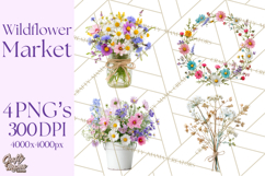 Charming Wildflower Market Floral Clipart PNG Product Image 1