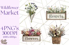 Charming Wildflower Market Floral Clipart PNG Product Image 1