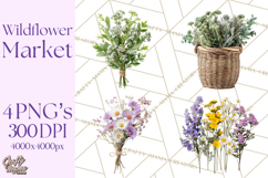 Charming Wildflower Market Floral Clipart PNG Product Image 1
