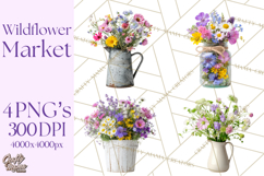 Charming Wildflower Market Floral Clipart PNG Product Image 1