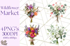 Charming Wildflower Market Floral Clipart PNG Product Image 1