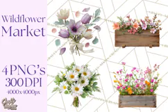 Charming Wildflower Market Floral Clipart PNG Product Image 1