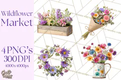Charming Wildflower Market Floral Clipart PNG Product Image 1