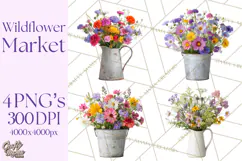 Charming Wildflower Market Floral Clipart PNG Product Image 1