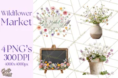 Charming Wildflower Market Floral Clipart PNG Product Image 1