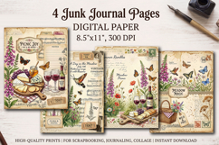 Wildflower meadow junk journal pages, scrapbooking papers Product Image 1